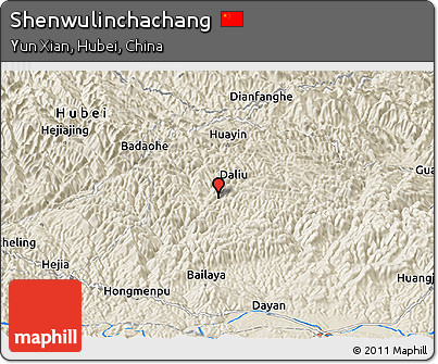 Shaded Relief Panoramic Map of Shenwulinchachang