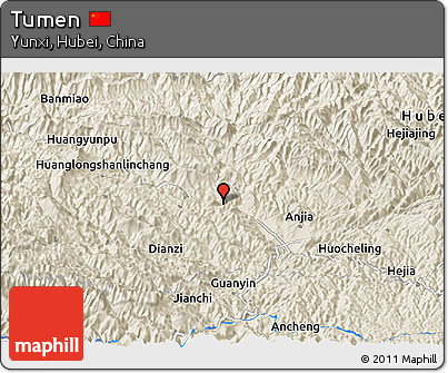 Shaded Relief Panoramic Map of Tumen
