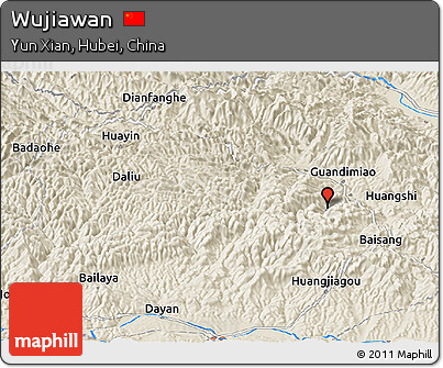 Shaded Relief Panoramic Map of Wujiawan