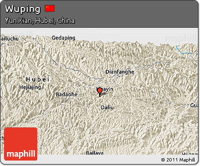 Shaded Relief Panoramic Map of Wuping