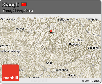 Shaded Relief Panoramic Map of Xiangli