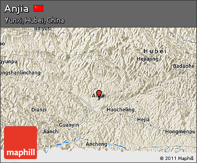 Shaded Relief Panoramic Map of Anjia