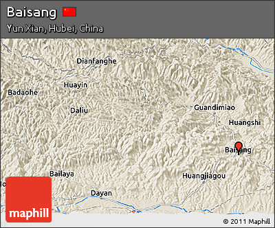 Shaded Relief Panoramic Map of Baisang