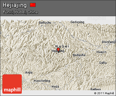 Shaded Relief Panoramic Map of Hejiajing