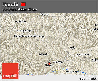 Shaded Relief Panoramic Map of Jianchi