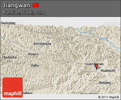 Shaded Relief Panoramic Map of Jiangwan