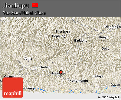 Shaded Relief Panoramic Map of Jianliupu