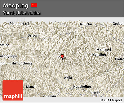 Shaded Relief Panoramic Map of Maoping