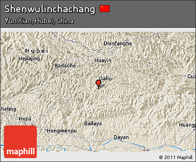 Shaded Relief Panoramic Map of Shenwulinchachang