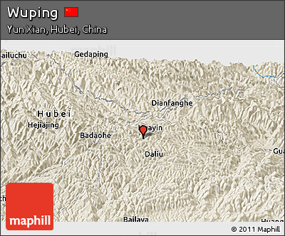 Shaded Relief Panoramic Map of Wuping
