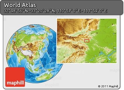Physical Location Map of the Area around 33° 4' 42" N, 111° 25' 30" E