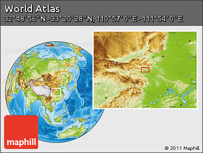 Physical Location Map of the Area around 33° 4' 42" N, 111° 25' 30" E