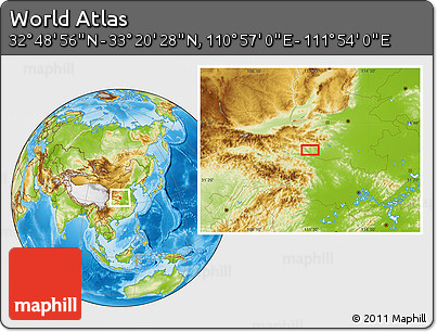 Physical Location Map of the Area around 33° 4' 42" N, 111° 25' 30" E