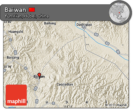 Shaded Relief Map of Baiwan