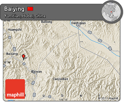 Shaded Relief Map of Baiying