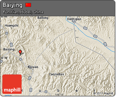 Shaded Relief Map of Baiying