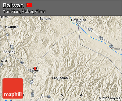 Shaded Relief Map of Baiwan
