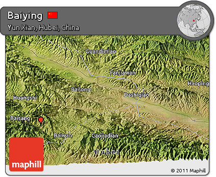 Satellite Panoramic Map of Baiying