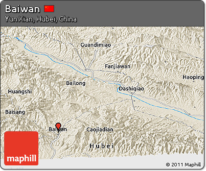 Shaded Relief Panoramic Map of Baiwan