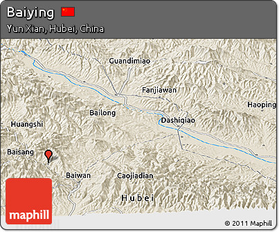 Shaded Relief Panoramic Map of Baiying