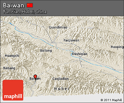 Shaded Relief Panoramic Map of Baiwan