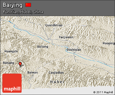 Shaded Relief Panoramic Map of Baiying