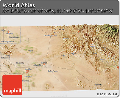 Satellite 3D Map of the Area around 33° 4' 42" N, 111° 16' 30" W