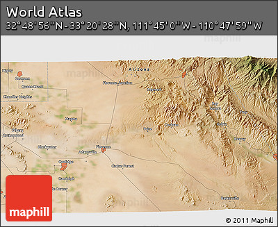 Satellite 3D Map of the Area around 33° 4' 42" N, 111° 16' 30" W