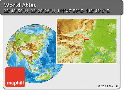 Physical Location Map of the Area around 33° 4' 42" N, 112° 16' 30" E