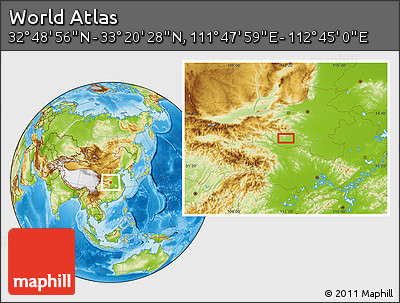 Physical Location Map of the Area around 33° 4' 42" N, 112° 16' 30" E