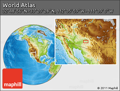 Physical Location Map of the Area around 33° 4' 42" N, 112° 7' 30" W