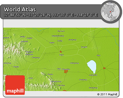 Physical 3D Map of the Area around 33° 4' 42" N, 113° 58' 29" E