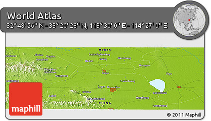 Physical Panoramic Map of the Area around 33° 4' 42" N, 113° 58' 29" E