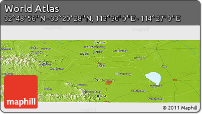 Physical Panoramic Map of the Area around 33° 4' 42" N, 113° 58' 29" E