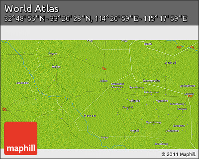 Physical 3D Map of the Area around 33° 4' 42" N, 114° 49' 29" E