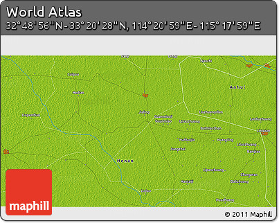 Physical 3D Map of the Area around 33° 4' 42" N, 114° 49' 29" E