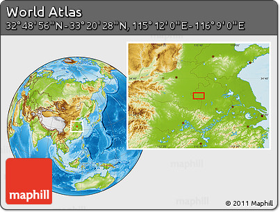 Physical Location Map of the Area around 33° 4' 42" N, 115° 40' 30" E