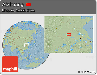 Savanna Style Location Map of Aizhuang, hill shading