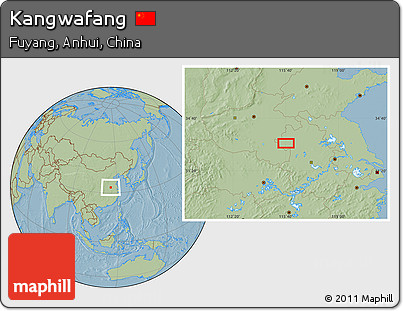 Savanna Style Location Map of Kangwafang, hill shading