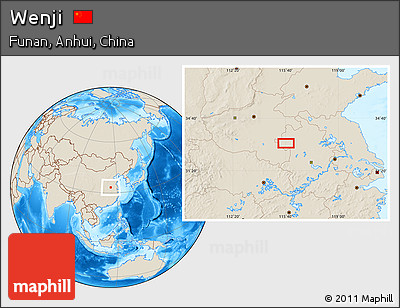 Shaded Relief Location Map of Wenji