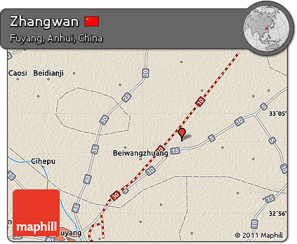 Shaded Relief Map of Zhangwan