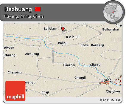 Shaded Relief Panoramic Map of Hezhuang