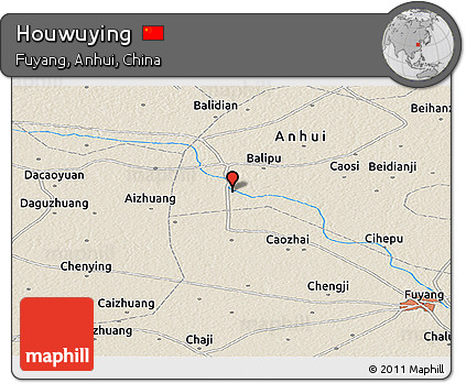 Shaded Relief Panoramic Map of Houwuying