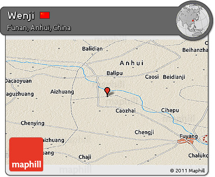 Shaded Relief Panoramic Map of Wenji