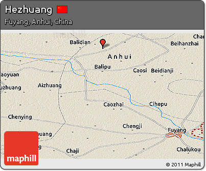 Shaded Relief Panoramic Map of Hezhuang