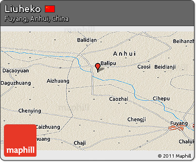 Shaded Relief Panoramic Map of Liuheko