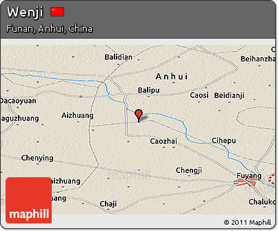 Shaded Relief Panoramic Map of Wenji