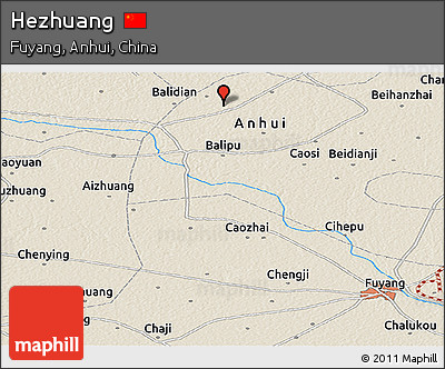 Shaded Relief Panoramic Map of Hezhuang