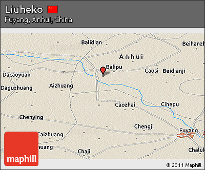 Shaded Relief Panoramic Map of Liuheko