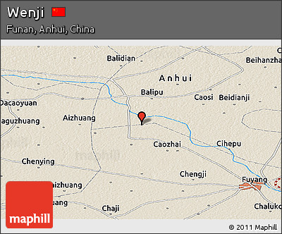 Shaded Relief Panoramic Map of Wenji